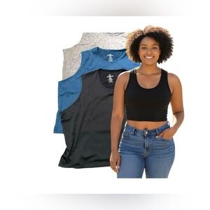 Real Essentials Racerback Activewear Tank Tops Blue Gray Navy Lightweight SZ 2XL